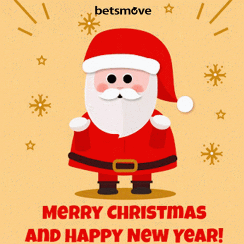 A Christmas Greeting Card With Santa Claus And The Words Merry Christmas And Happy New Year GIF