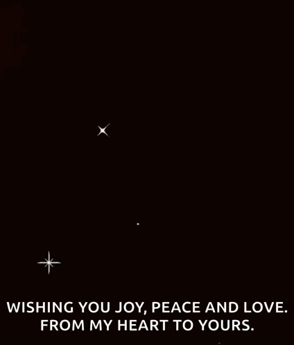 A Christmas Tree Made Of Stars On A Black Background With A Wishing You Joy Peace And Love From My Heart To Yours . GIF