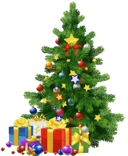 A Christmas Tree Surrounded By Presents And Decorations Sticker
