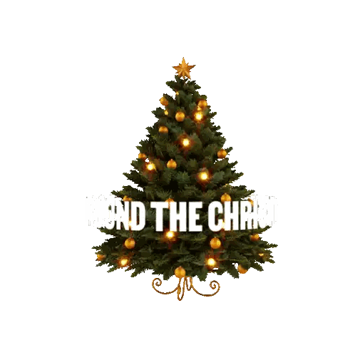 A Christmas Tree With A Gold Star On Top Of It Sticker
