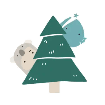 A Christmas Tree With A Star On Top And Two Animals Sticker