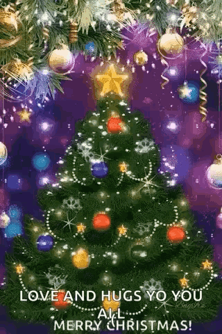 A Christmas Tree With A Star On Top Of It GIF