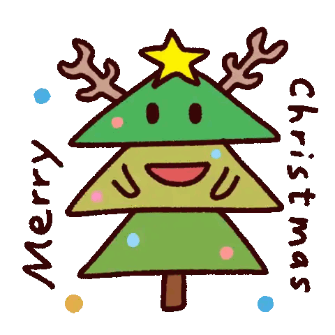 A Christmas Tree With Antlers And A Star On Top Of It Sticker