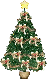 A Christmas Tree With Bows And A Star On Top Of It Sticker