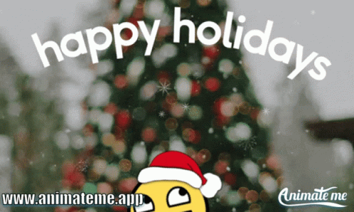 A Christmas Tree With The Words Happy Holidays Written Above It GIF