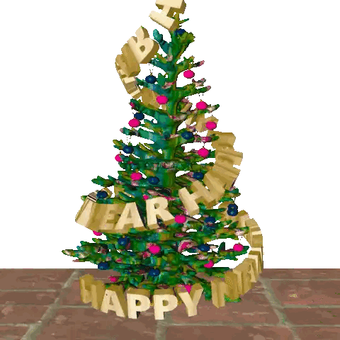 A Christmas Tree With The Words " Happy New Year " Written On It Sticker