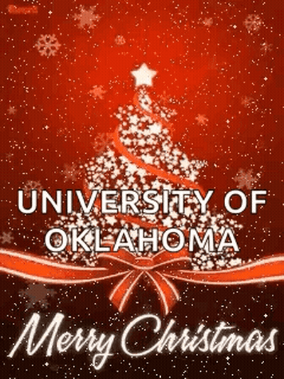 A Christmas Tree With The Words University Of Oklahoma Merry Christmas On It GIF