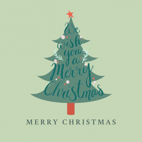 A Christmas Tree With The Words We Wish You A Merry Christmas Below It GIF
