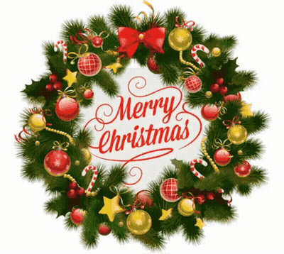A Christmas Wreath That Says Merry Christmas GIF