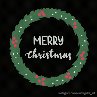 A Christmas Wreath With The Words Merry Christmas In The Middle GIF