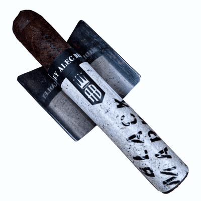 A Cigar In A Holder That Says Holey Air GIF
