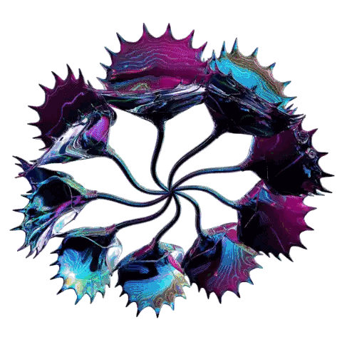 A Circle Of Purple And Blue Leaves Against A White Background Sticker