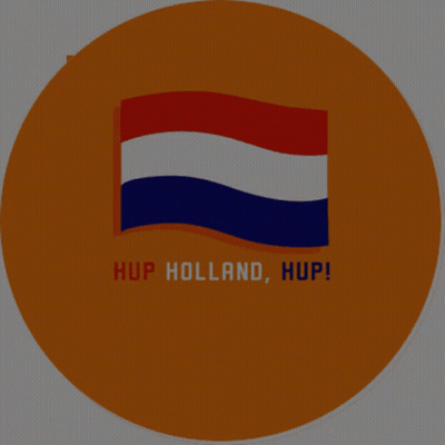 A Circle With A Flag And The Words Hup Holland Hup On It GIF