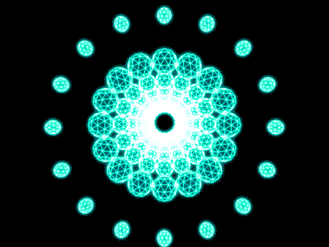 A Circular Pattern Of Green Circles And White Dots GIF