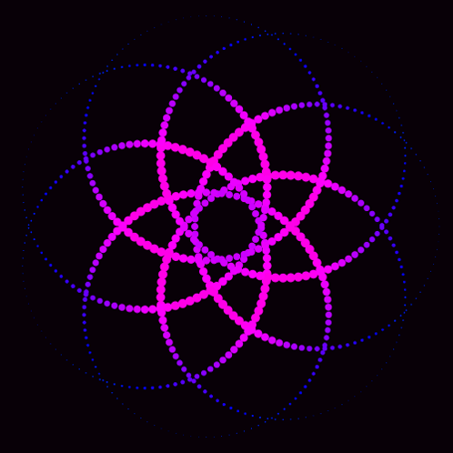 A Circular Pattern Of Pink And Purple Dots On A Dark Background GIF