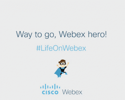 A Cisco Webex Logo With A Cartoon Of A Superhero GIF