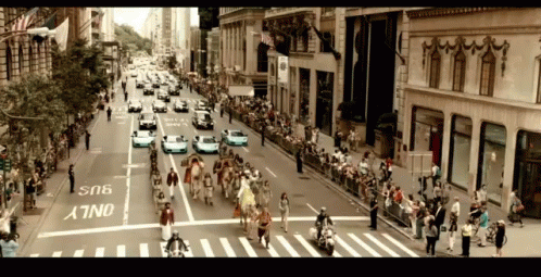 City Street With Bus Only Sign GIF