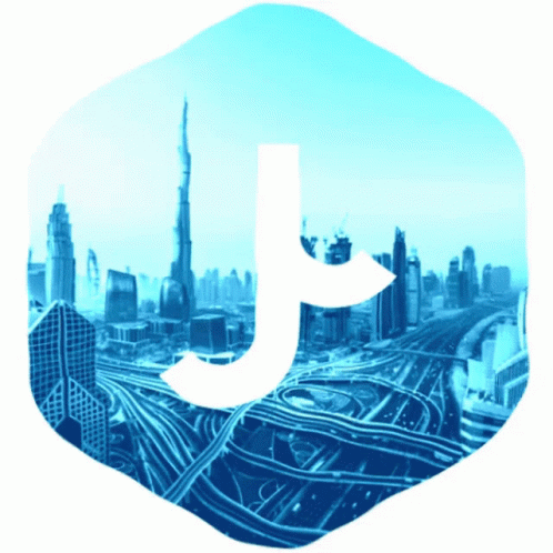A Cityscape With The Letter T In The Middle GIF
