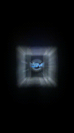 A Clear Ice Cube With A Blue Logo That Says Ism GIF