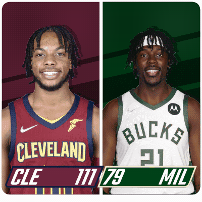 A Cleveland Basketball Player And A Bucks Basketball Player GIF