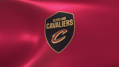 A Cleveland Cavaliers Logo On A Red Cloth GIF