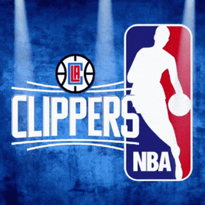 A Clippers Nba Logo With A Basketball Player Holding A Ball GIF