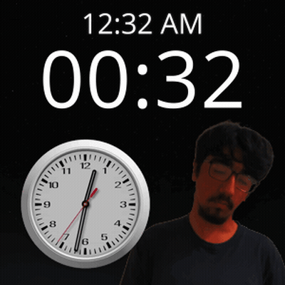 A Clock Displays The Time Of 12:32 Am GIF