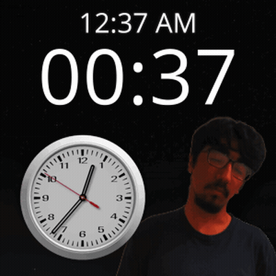 A Clock Shows The Time As 12:37 Am GIF
