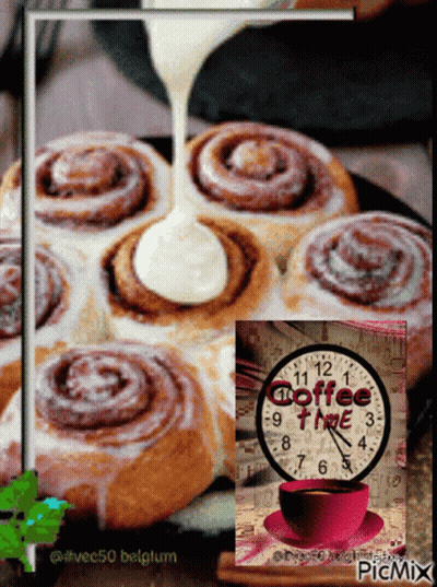 A Clock With The Word Coffee Time On It GIF