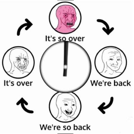 A Clock With The Words It 'S So Over And We 'Re So Back GIF
