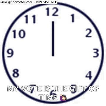 A Clock With The Words My Vote Is The Gift Of Time On It GIF