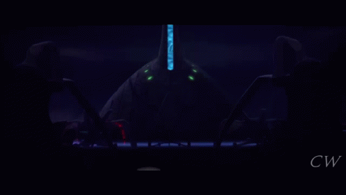 A Clone Trooper Stands In Front Of A City Skyline With The Letters Cw On The Bottom GIF