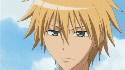A Close Up Of A Anime Character 'S Face With A Blue Sky In The Background GIF