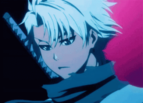 A Close Up Of A Anime Character With White Hair GIF