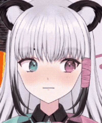 A Close Up Of A Anime Girl 'S Face With White Hair GIF