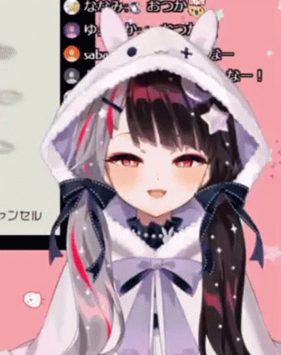A Close Up Of A Anime Girl Wearing A Bunny Hood And A Cape . GIF