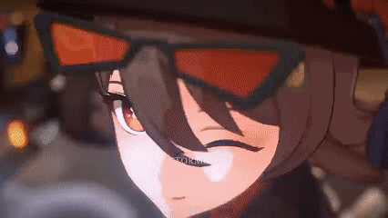 A Close Up Of A Anime Girl Wearing Sunglasses And A Hat . GIF