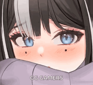 Anime Girl With Blue Eyes Covering Face GIF