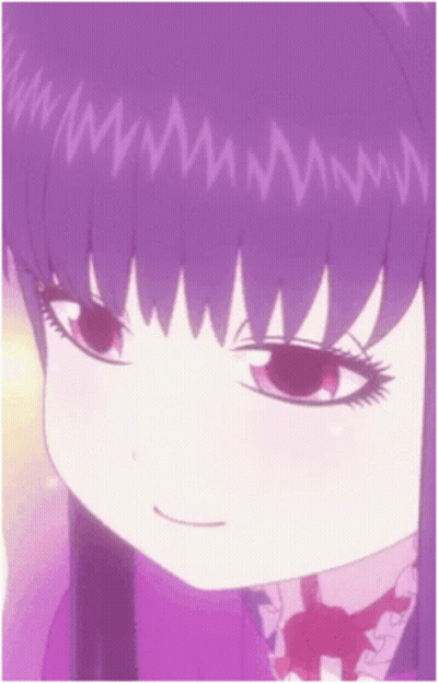 A Close Up Of A Anime Girl With Purple Hair GIF