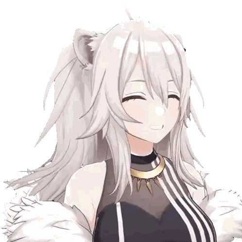 A Close Up Of A Anime Girl With White Hair And A Fur Coat Sticker