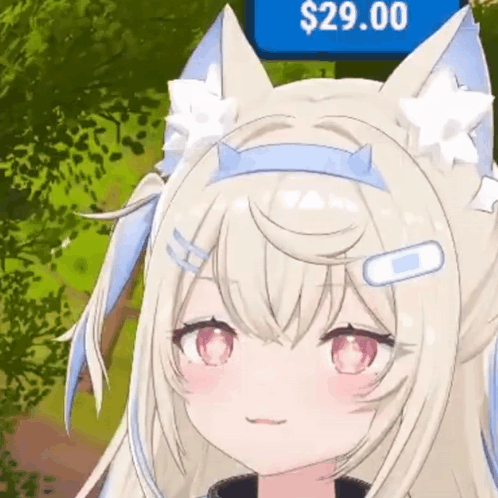A Close Up Of A Anime Girl With White Hair And Cat Ears . GIF