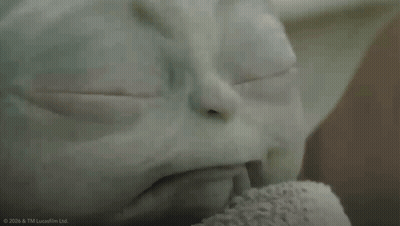 A Close Up Of A Baby Yoda From Star Wars Looking At The Camera GIF