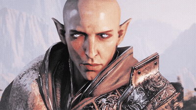 A Close Up Of A Bald Man With A Sword And A Shield GIF