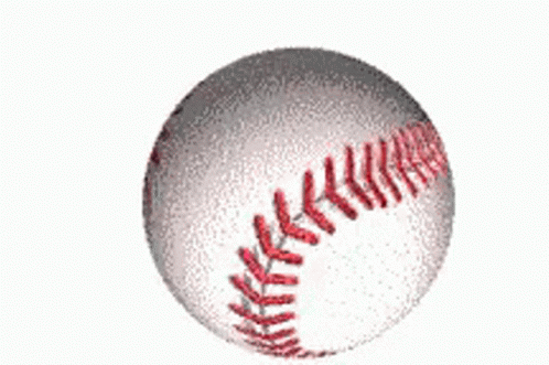 A Close Up Of A Baseball With Red Stitching On A White Background GIF
