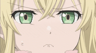 A Close Up Of A Blonde Anime Girl 'S Eyes GIF