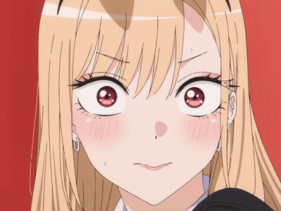 A Close Up Of A Blonde Anime Girl 'S Face With A Surprised Look On Her Face GIF