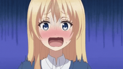 A Close Up Of A Blonde Anime Girl With Her Mouth Open . GIF