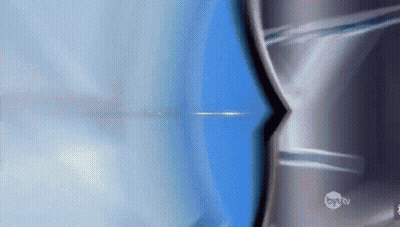 A Close Up Of A Blue And White Background With A By Tv Logo GIF