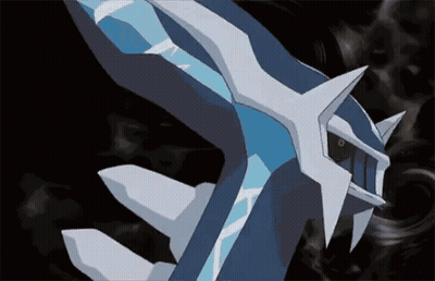 A Close Up Of A Blue And White Pokemon With A Black Background GIF