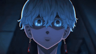 A Close Up Of A Blue Haired Anime Character 'S Face GIF
